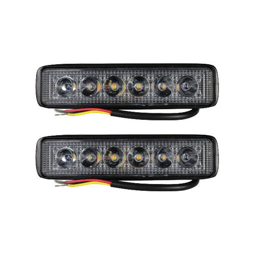 FARO UNIVERSAL RECTANGULAR ÁMBAR-BLANCO 12 LEDS JUEGO DE 2 PIEZAS