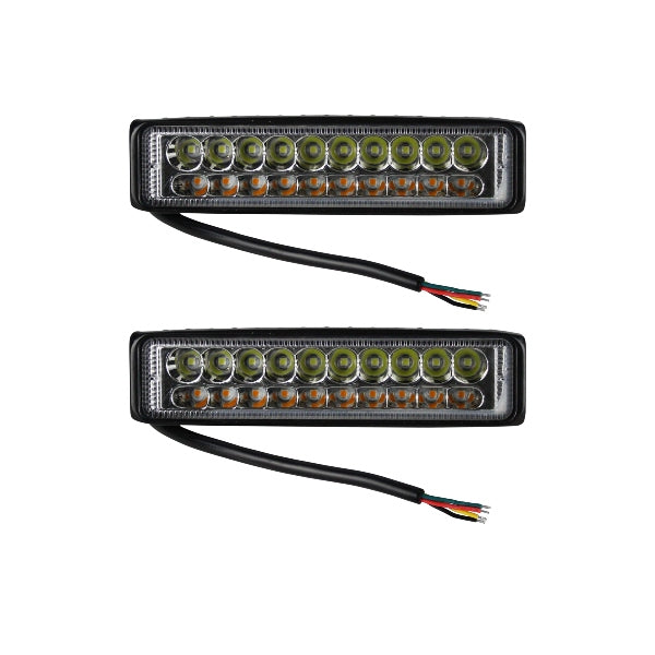FARO UNIVERSAL RECTANGULAR BLANCO-AMARILLO 18 LEDS JUEGO DE 2 PIEZAS