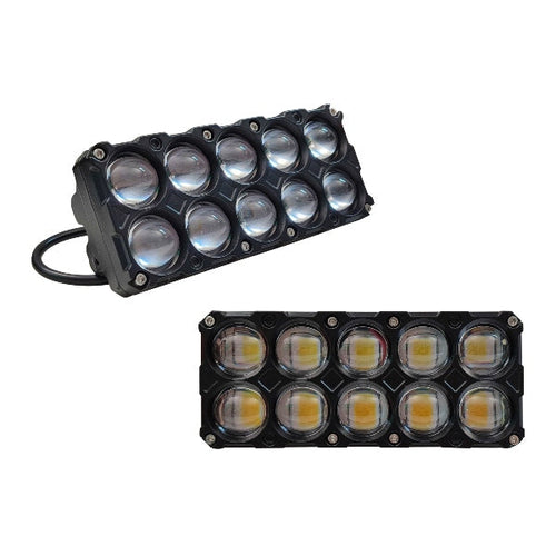 Faro universal rectangular mediano blanco-ámbar 10 lupas juego de 2 piezas    