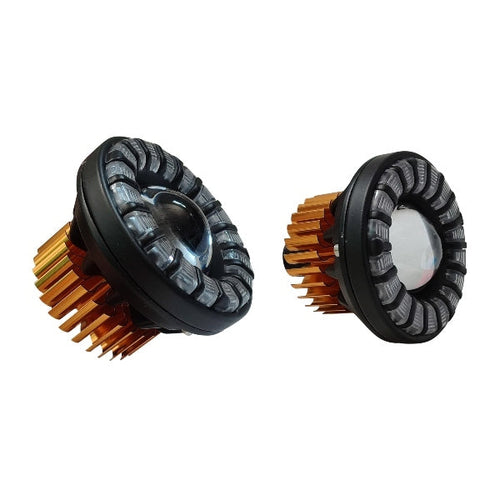 Faro universal redondo mediano ojo de ángel blanco-ámbar juego de 2 piezas    