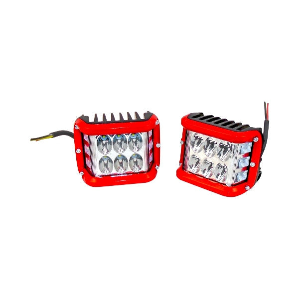 FARO UNIVERSAL RECTANGULAR CHICO FILO ROJO 12 LEDS JUEGO DE 2 PIEZAS    