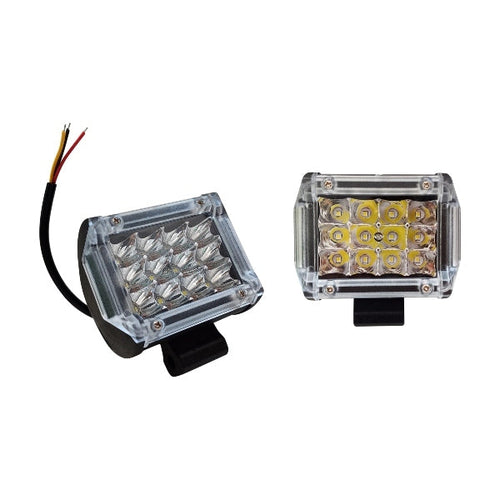 Faro universal rectangular chico 12 LEDS con arillo juego de 2 piezas    