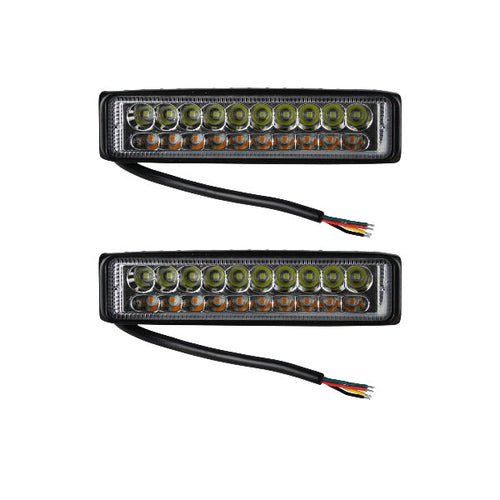 FARO UNIVERSAL RECTANGULAR BLANCO-AMARILLO 18 LEDS JUEGO DE 2 PIEZAS    
